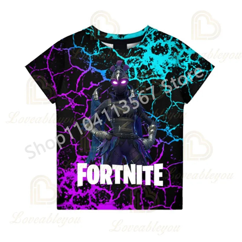 Youth F-Fortnited T-shirt Battle Game Adults Short Sleeve Summer Tees for Teen Boys and Girls