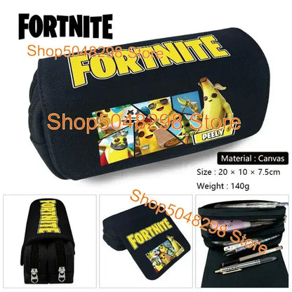Großes Kawaii-Federmäppchen aus Canvas mit Fortnite-Print für Jungen und Mädchen – Schulbedarf, Schreibwaren und Geburtstagsgeschenk für Teenager