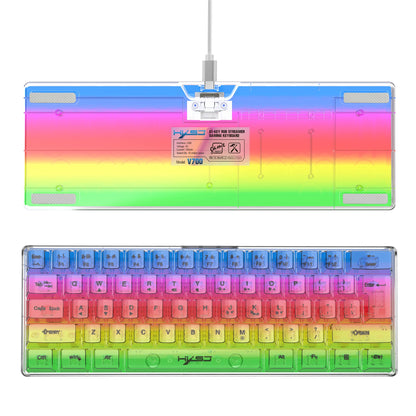 HXSJ 60% kabelgebundene transparente Gaming-Tastatur, RGB-beleuchtet, ultrakompakte wasserdichte kleine Kompakttastatur mit 61 Tasten für PC/Mac