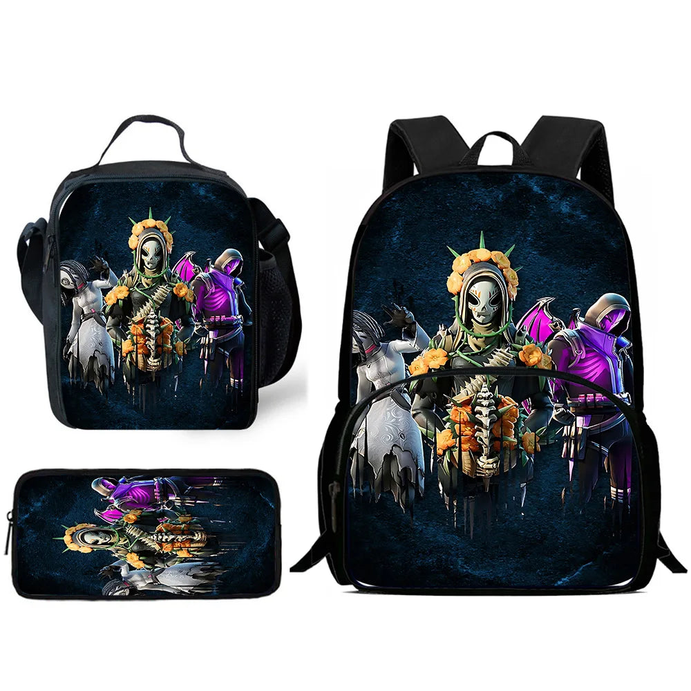 Classic Game FortniteS Child Backpacks Lunch Bag Pencil Case Pupil Large Capacity School Bags For Boy Girl Best Gift