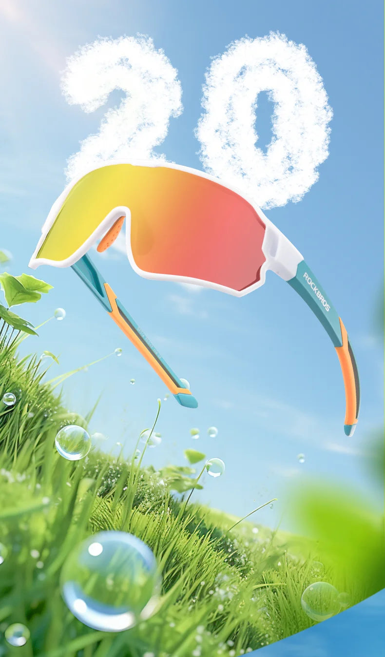 ROCKBROS Dětské polarizované fotochromatické cyklistické brýle s ochranou UV400, sluneční brýle pro outdoorové sporty, dětské brýle na horská kola (MTB)