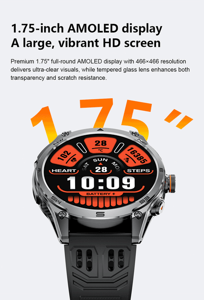 2026 New Military GPS Smart Watch 1000Mah Battery Compass IP68 Waterproof Tactics Sport Flashlight BT Call Smart Watch For Men