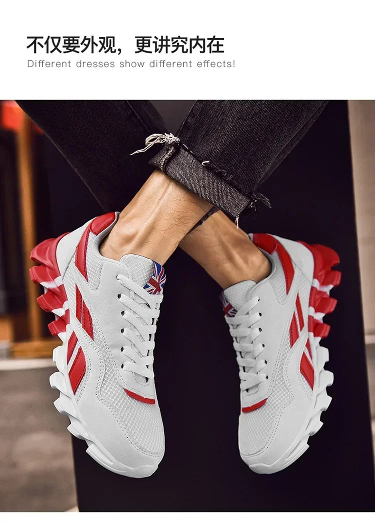 Brand Trend størrelse 46 47 48 slidstærke fitness-sneakers til mænd med støddæmpning, tyk sål og åndbare udendørs løbesko til mænd
