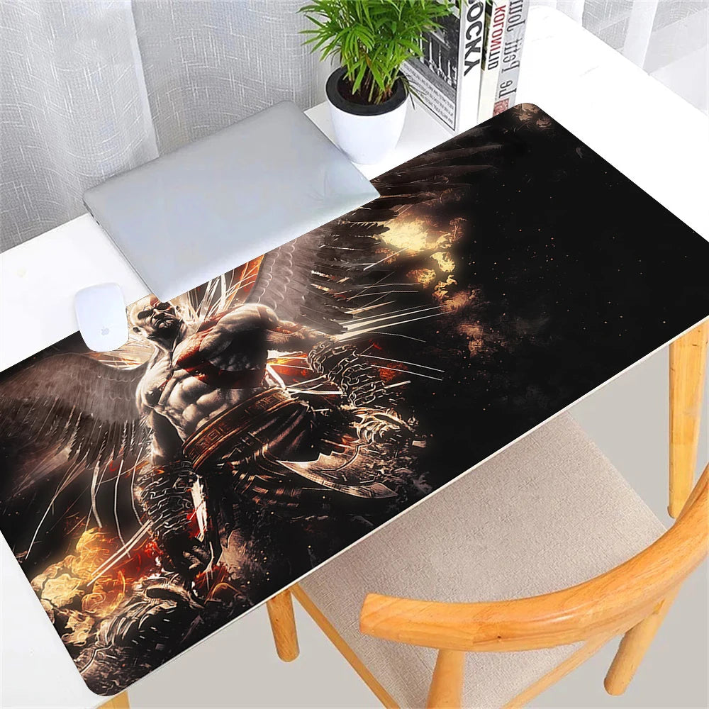 Large Game God of War Mousepad XL Desktop Natural  Rubber Desk Mat Kawaii Gaming Accessories Students Writing Pad Desk Mat 80x30
