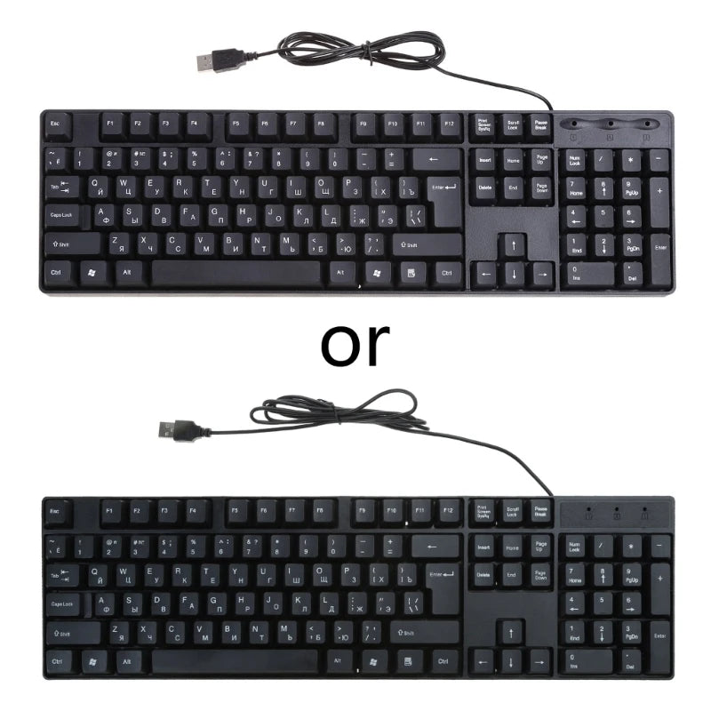 Ergonomische USB-PC-Computertastatur, russische Tastatur / englische Tastatur, Dropshipping