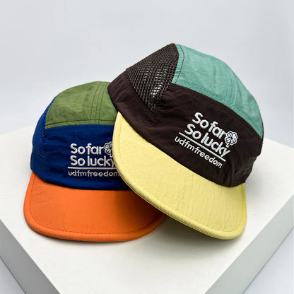 Unisex Flat Eave Embroidered Letters Baseball Hats Breathable Korean Sunshade Quick Drying Peaked Caps Niche Versatile ins
