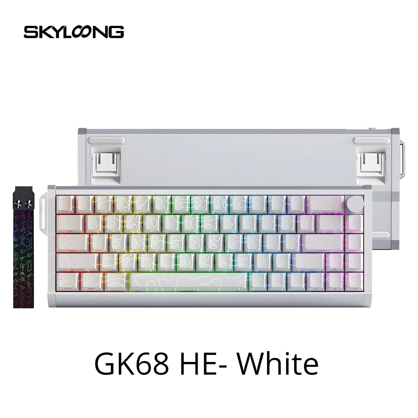 Teclado magnético SKYLOONG GK61/GK68 HE con carcasa de aluminio, 8000hz, RT0.01mm, activación rápida, teclas PBT, retroiluminación RGB y conexión por cable para gaming