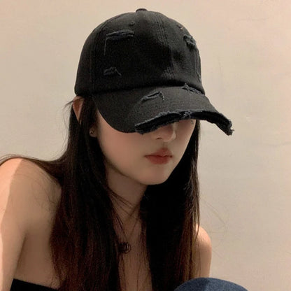 Ny forårs- og sommerhat til mænd og kvinder i hip-hop-stil – alsidig, blød top, buet skygge, retro-look med slidte huller og duckbill-form