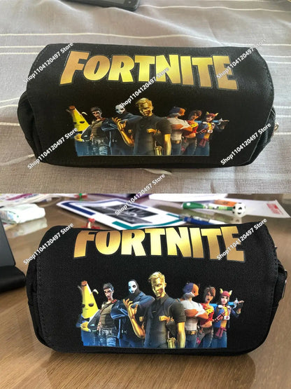 Victory Royale Student Boys Girls Fortnited Capacity Stationery PencilCase Peely Llama Hero Children's Pen Box Kids Teen Bags