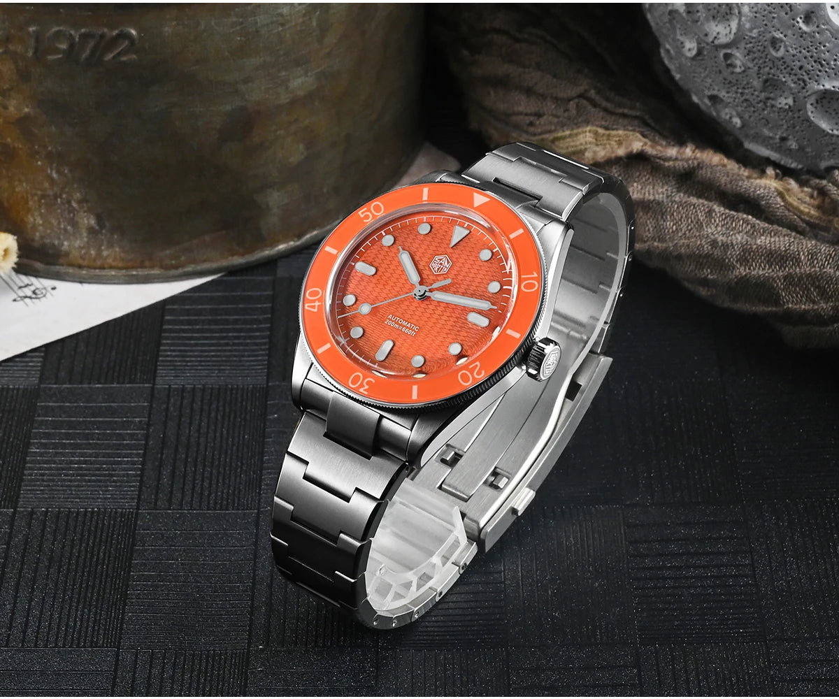 San Martin Official 39mm Guilloche MOP Dial Miyota 90S5 Sport Watch Automatic Mechanical Sapphire Bezel 20 ATM Luminous SN0151