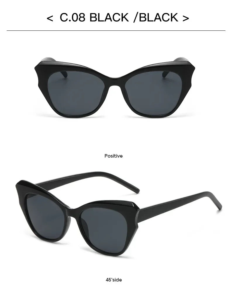 Módní sluneční brýle Cat Eye pro ženy, vintage sluneční brýle, dámské brýle s rámem Cateye, zrcadlové, retro, luxusní, cestovní, s přechodem barev, Oculos De Sol