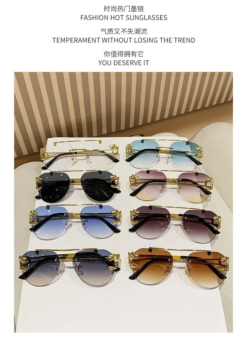 Dámské sluneční brýle bez obrouček, luxusní značkové, vintage, UV400, pánské sluneční brýle, Lunette, Shades De Soleil, Femme, Gafas De Sol Mujer, Lentes