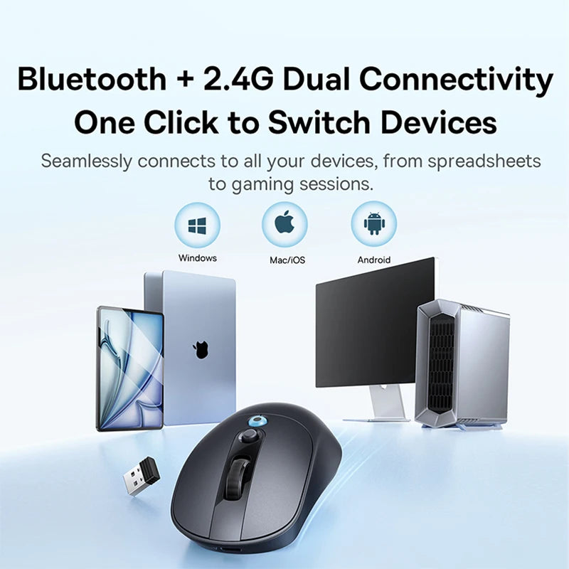 【NEW】Baseus EM2 Ergonomic Wireless Mouse Bluetooth 5.3 2.4G Type-C Charging Ultra Light Silent Mice Customizable Button Mouse