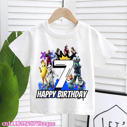 Fortnites Kids T-shirts Birthday Number 1-10 Printed T-shirt Boys Summer Casual Short Sleeves Sports Tops Children's Clothing