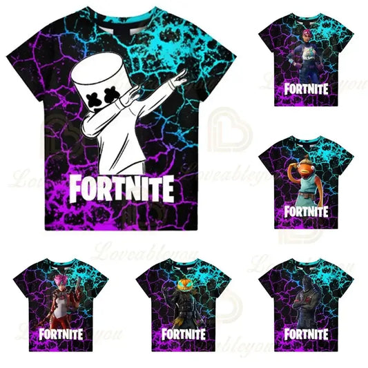 Fortnite Boys T-shirt Kids Tops Summer Children Clothes 3D Funny Battle Royale Game Graphics T Shirt Toddler Girls Top Tee