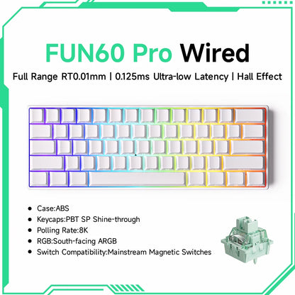 Teclado mecánico MONSGEEK FUN60 PRO&MAX HE con interruptores magnéticos, teclado gaming inalámbrico 60%, Rapid Trigger 8K ARGB personalizable