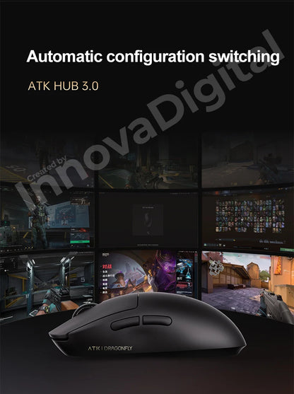 Mouse de gaming wireless ATK Dragonfly A9 Ultimate A9 Air PAW3950, ultra-ușor, ergonomic, pentru e-sports gamer FPS CSGO A9 Ultra