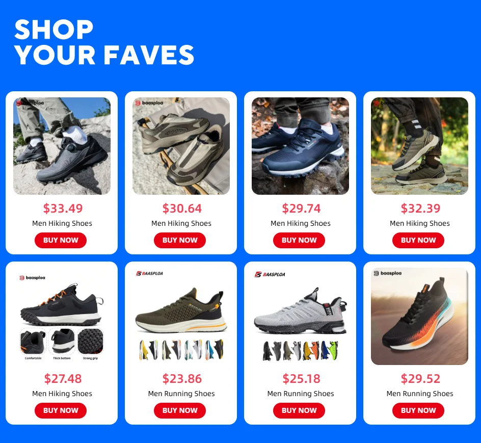 Baasploa Nieuwe hardloopschoenen voor heren, outdoor, modieus, lichtgewicht sportschoenen van mesh, casual herenschoenen, ademend, antislip wandelschoenen