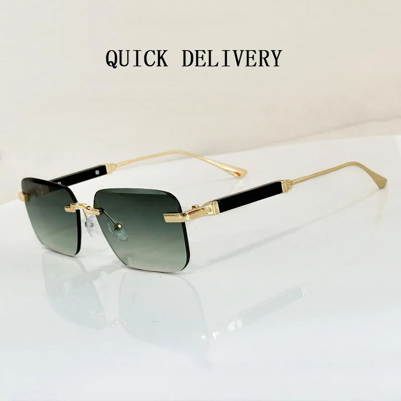 Čtvercové sluneční brýle pro ženy, trendy vintage designové bezrámové sluneční brýle pro muže, módní brýle na dovolenou, Lentes De Sol Mujer