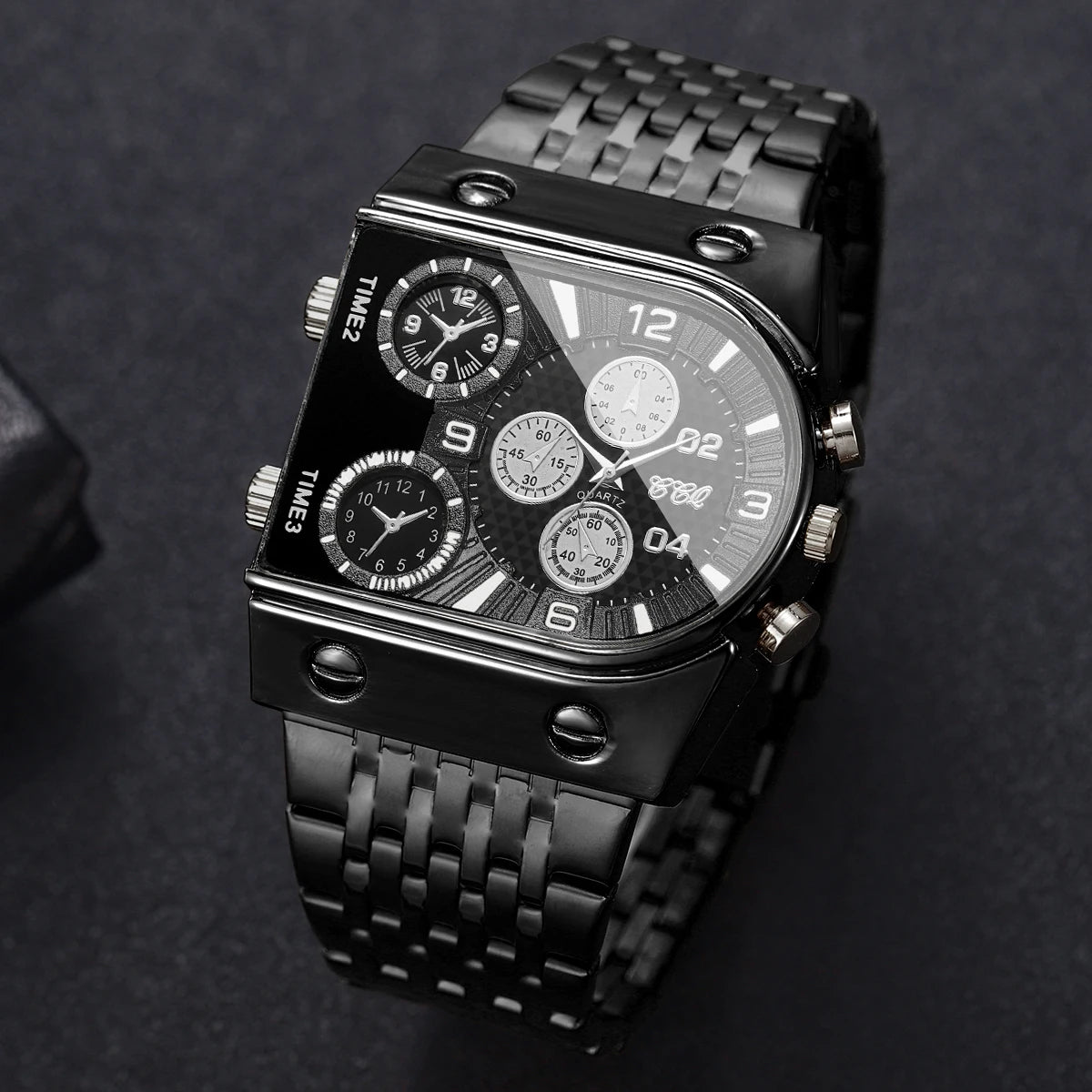 Luxury Gold Men Watch Decorative Dial Stainless Steel Band Quartz Wristwatch Casual Business Clock Reloj Hombre (Without Box)