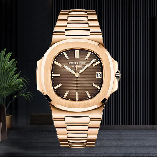 Novo relógio masculino Specht&Sohne mecânico Japan Miyota 8215 Movt em aço inoxidável rose gold clássico 5711 impermeável