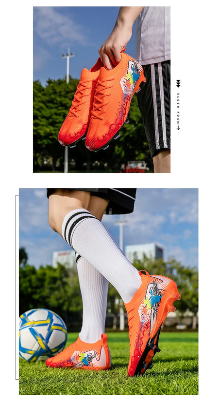New Men Football Boots Cleats Non-Slip Match Ultralight Soccer FG Training Shoes Soccer Shoes Long Spikes Outdoor Drop Shipping