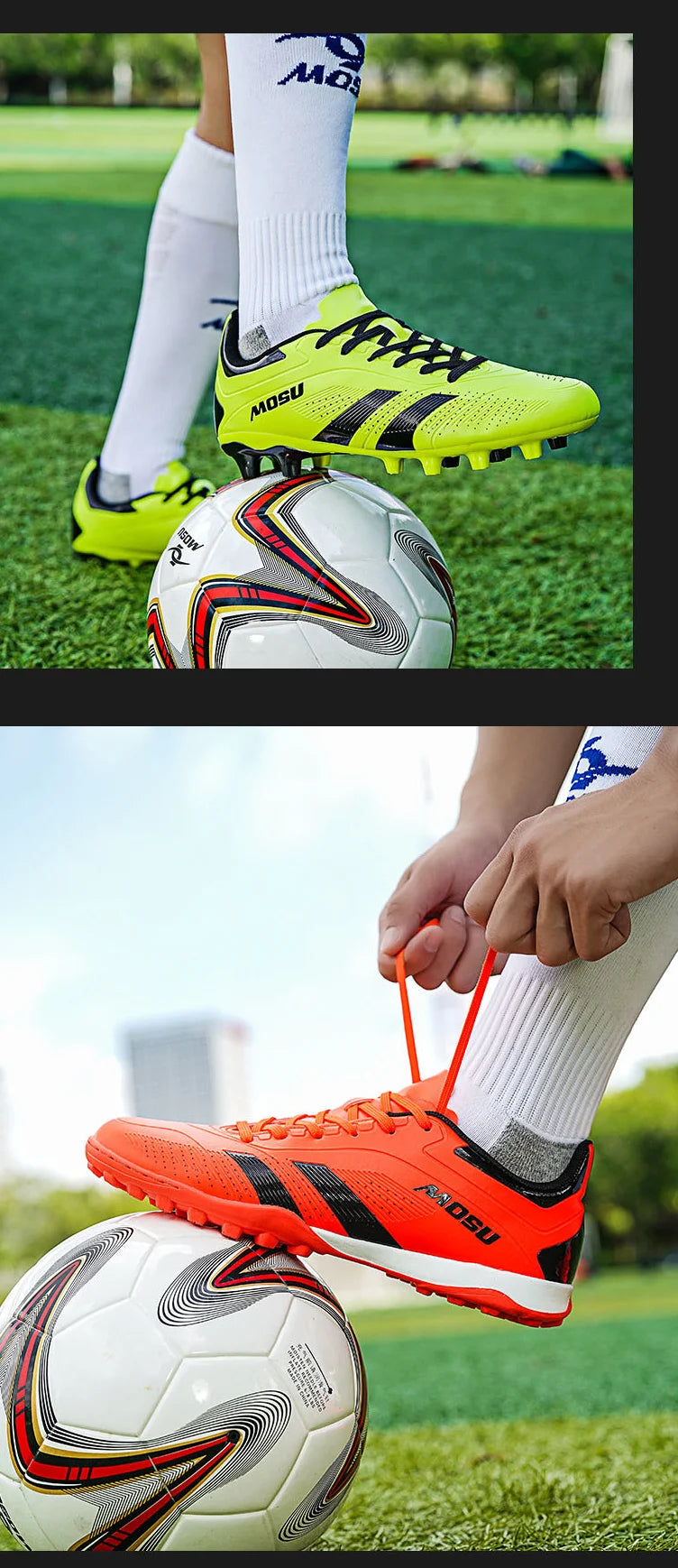 New Men's and Women's Football Shoes, Indoor and Outdoor Sports Shoes with Long and Broken Studs for Football Training Mat
