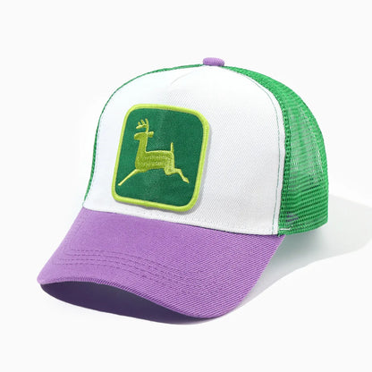 Elk Embroidery Duckbill Cap for Women, Sun Protection Wide Brim Baseball Cap, Adjustable Mesh Cap, Export Ready Stock Hat