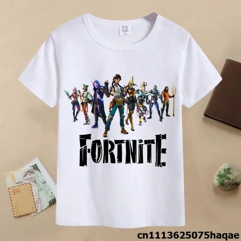 Summer Fortnites Children T-shirt Cartoon Game Figure Printed T-shirt Boys Casual Sports T-shirt Short Sleeves Kids Clothing