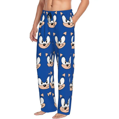 Custom Print Men's Soniced Pajama Pants Hedgehog Game Sleepwear Sleep Lounge Bottoms with Pockets