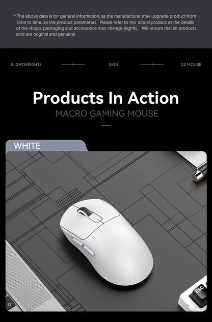 X3 vezeték nélküli gamer egér ATTACK SHARK, piros, 4K válaszidő, Bluetooth hárommódú kapcsolat, PAW3395, makrós Bluetooth gamer egér