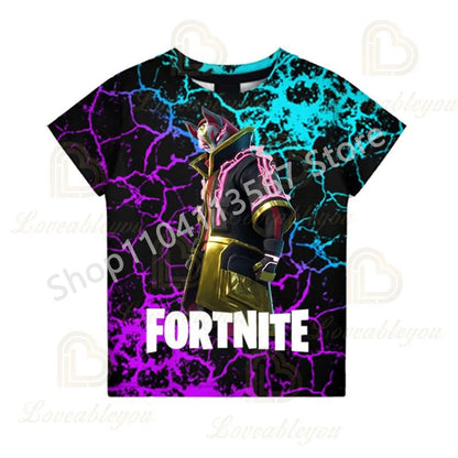 Youth F-Fortnited T-shirt Battle Game Adults Short Sleeve Summer Tees for Teen Boys and Girls