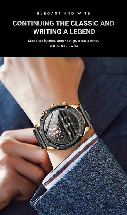 Luxury Electronic Quartz Watch For Men Business Watches Male Creative Men WristWatch Unique Rotate Date Leather Strap Watches