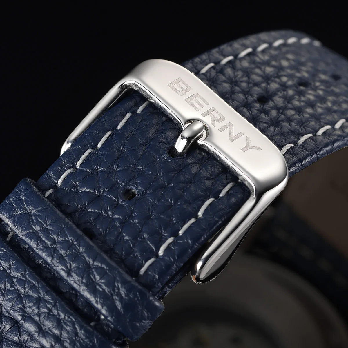 BERNY Men's Automatic Diver Watch Supper Luminous Sapphire AR Coated MlYOTA 8215 Leather Strap Mechanical Diving Watches for Men