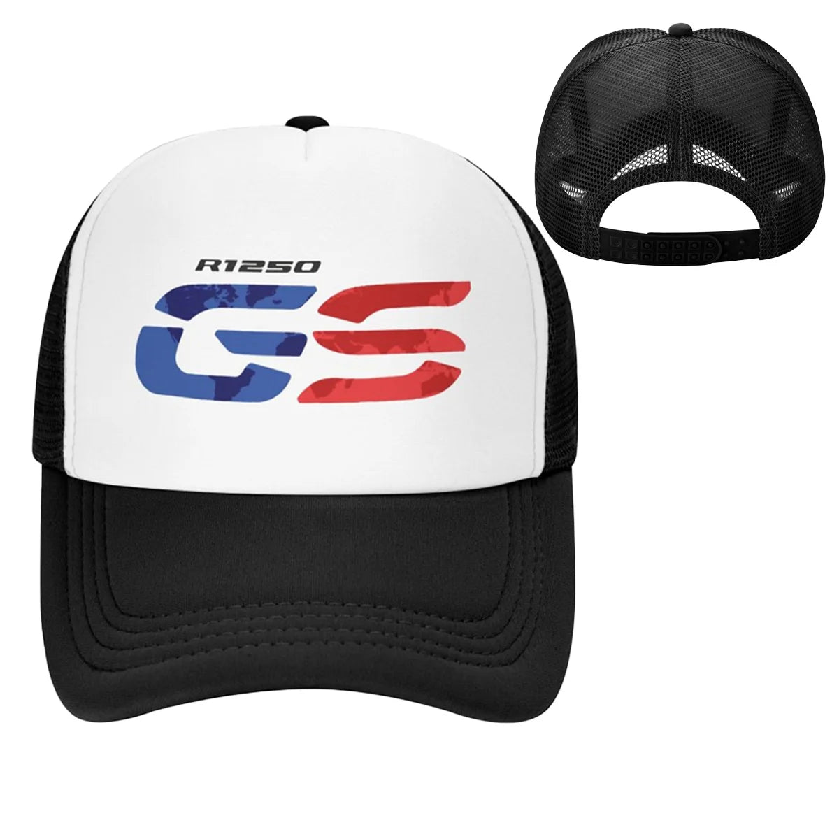 GS Weltkarte Motorrad-Trucker-Cap Herrenmode-Hüte Sonnenkappen Angelhut Atmungsaktive Baseballkappen aus Polyester-Netzgewebe für den Sommer