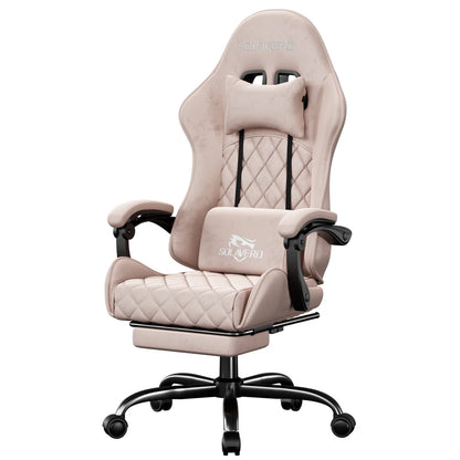 Ergonomic Massage Gaming Chair with Fabric Comfort, Adjustable Computer Office Chair, 360° Swivel Reclining Game Chair with Headrest & Lumbar Support
