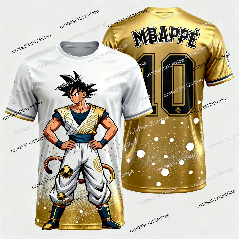 2026 Summer New Adult Men's Dragon Ball Goku 3D Printed Football Jersey T-Shirt Kids Anime T-Shirt Special Football Jersey NO.10