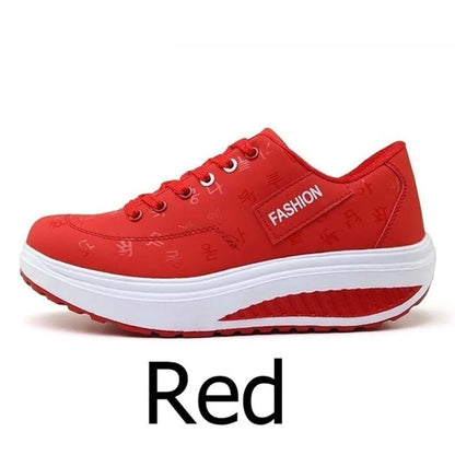 Scarpe casual da donna per l'outdoor con suola spessa e tacco oscillante, scarpe sportive alla moda con plateau, taglia 42, suola piatta, per camminata e corsa