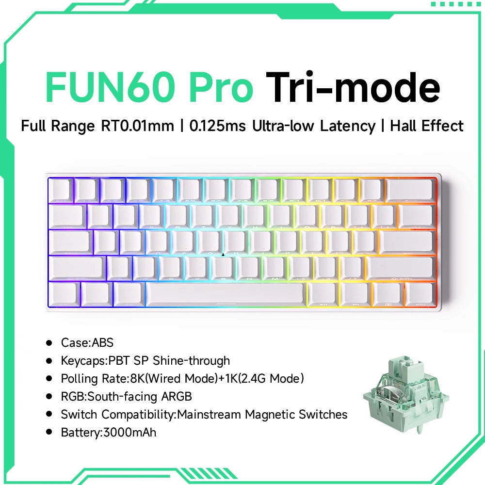 Akko MonsGeek FUN60 PRO&MAX HE Machanical Keyboard Magnetic Switch 60%  Gaming Keyboard Rapid Trigger 8K Custom Keyboard