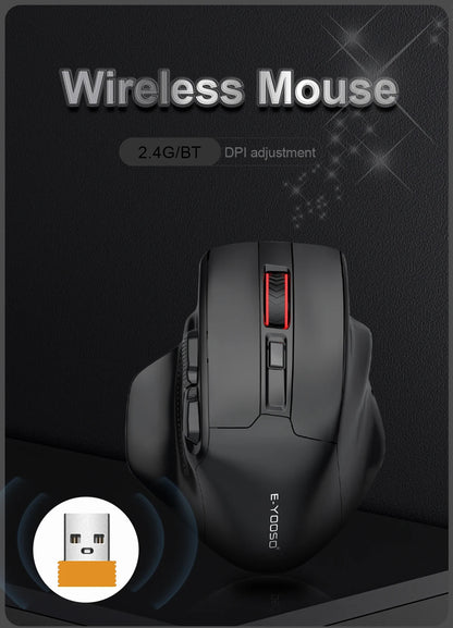 E-YOOSO X-31 Pro USB гейминг мишка с голяма опора, Bluetooth 2.4G безжична връзка, PAW3212, 4800 DPI, за геймъри, компютър, лаптоп и PC