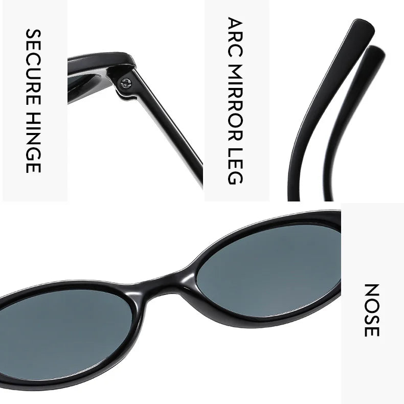 Malé oválné sluneční brýle pro ženy a muže, trendy, vintage, hip hop, kočičí oči, dámské, leopardí, černé, punkové, UV400, Oculos