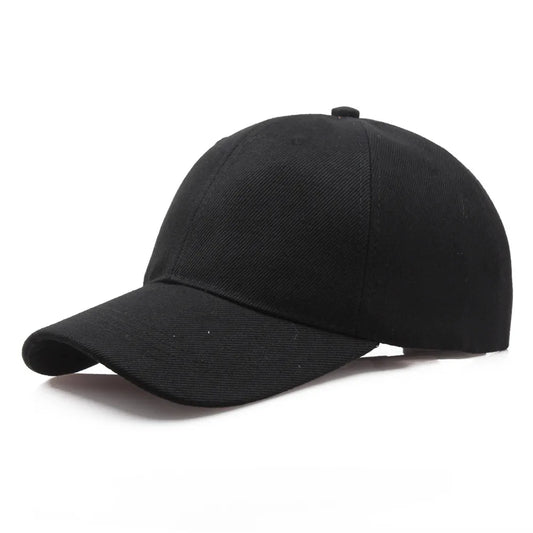 Boné de basebol preto de cor lisa, snapback ajustável, estilo casual hip-hop, para homem e mulher, unissexo