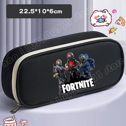 Fortnite Pencil Case Cartoon Character Print Pencil Pouch Canvas Stationery Bag Fashion Student Stationery Box Birthday Gifts