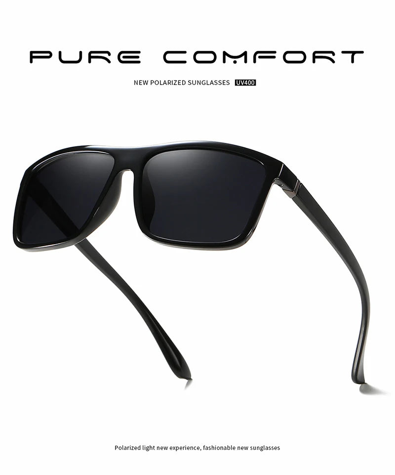 Lunettes de soleil polarisées classiques noires carrées pour homme, tendance, verres miroirs bleus, unisexes, vintage, anti-éblouissantes, pour la conduite, UV400