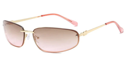 Oval Frameless Y2K Luxury Sunglasses Brand Design High-end Styling Punk Sunglasses Outdoor Retro Personality Sunglasses Women