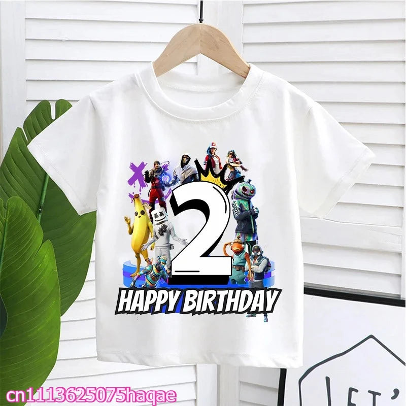 Fortnites Kids T-shirts Birthday Number 1-10 Printed T-shirt Boys Summer Casual Short Sleeves Sports Tops Children's Clothing