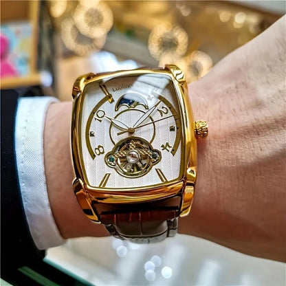 [Orologio meccanico di lusso con tourbillon] Orologio meccanico di lusso con tourbillon leggero da uomo – Modello di alta gamma completamente automatico, con design «scheletrato» di tendenza, ideale per un look professionale o