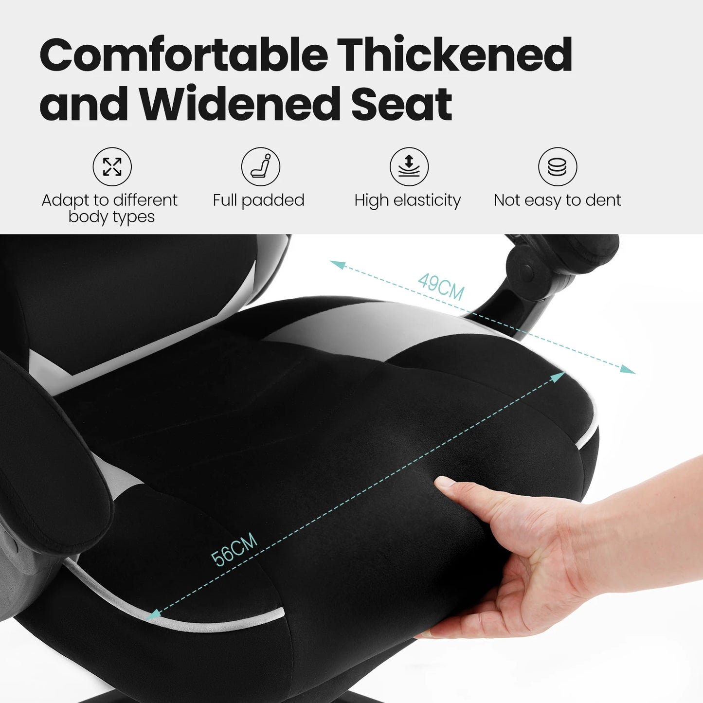 WOLTU Racing Gaming Chair Ergonomic Office Chair with Footrest, Adjustable Reclining Gamer Chair, Swivel Computer Desk Chair with Headrest & Lumbar Support