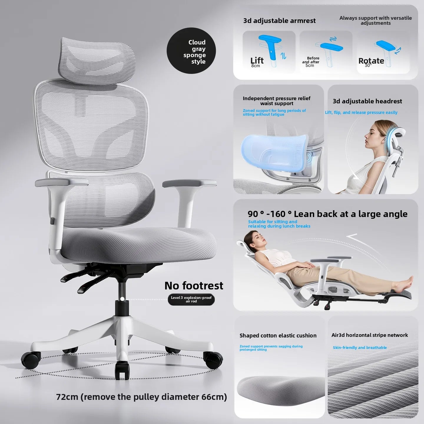 Ergonomic Office Chair with Lumbar Support, Adjustable Height Gaming Chair, Comfortable Computer Chair with Swivel Recliner Design for Home & Office