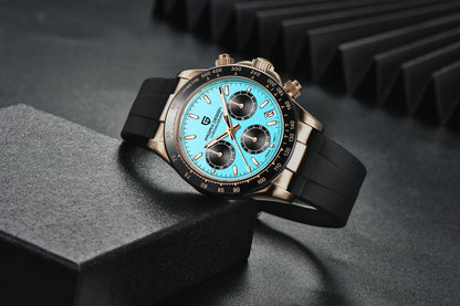 PAGANI DESIGN New Gold Blue Luxury Quartz Watch For Men Gift Box VK63 Movt Chronograph Sapphire Crystal Stainless Steel Watch